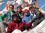 Manaslu 09 03 Team On The Larkya La Here is my crew and I on the Larkya La (5213m). From left to right: cook Schandra, porter Ram, porter Satis, and guide Gyan Prasad Tamang (gptamang@hotmail.com).